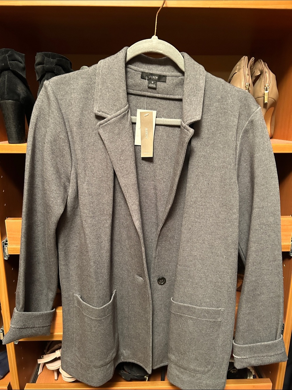 J. Crew Gray Knit Single-Button Blazer small NWT